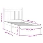 vidaXL Cadre de lit sans matelas blanc bois massif