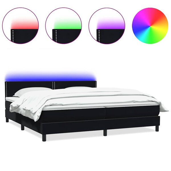 vidaXL Sommier à lattes de lit avec matelas et LED noir 180x210 cm velours