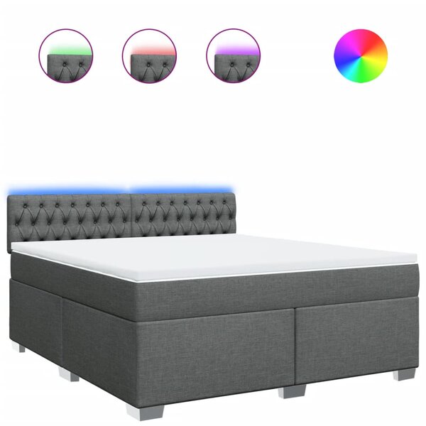vidaXL Sommier à lattes de lit avec matelas Gris foncé 180x200cm Tissu