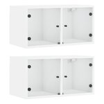 vidaXL Armoires murales avec portes en verre 2 Pièces blanc 68 5x37x35 cm