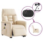 vidaXL Fauteuil inclinable de massage électrique crème