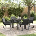 vidaXL Ensemble de salle à manger pour jardin 5 Pièces Noir Poly rotin