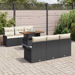 vidaXL Ensemble de canapé de jardin 7 Pièces Noir Poly rotin