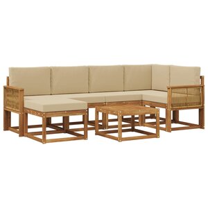 vidaXL Ensemble de canapés d'extérieur 7 pc Naturel et Beige