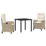 vidaXL Ensemble de salle à manger de jardin 3 pièces avec coussins - Rattan poly beige