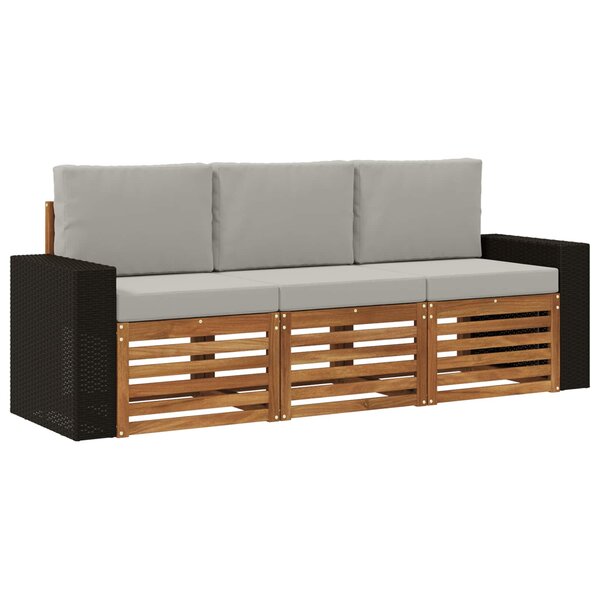 vidaXL Ensembles de canapés avec coussin 3 Pièces Bois d'Acacia Massif