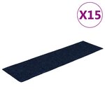 vidaXL Tapis d'escalier autocollants 15 pièces 76 x 20 cm Bleu marine Rectangulaire