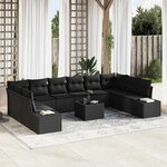 vidaXL Ensemble de canapé de jardin 11 Pièces Noir Poly rotin
