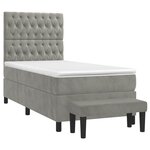 vidaXL Sommier à lattes de lit et matelas Gris clair 90x190 cm Velours