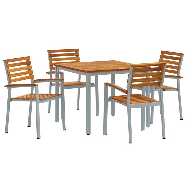 vidaXL Ensemble de salle à manger de jardin en bois solide d'acacia et métal de 5 pièces
