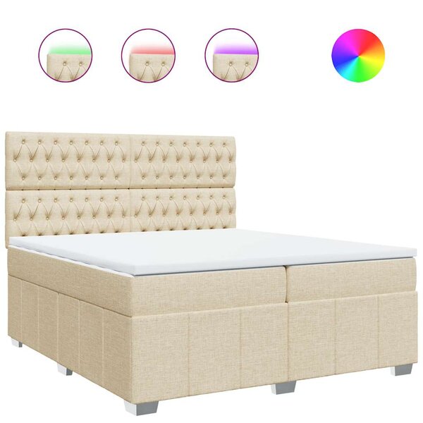 vidaXL Sommier à lattes de lit avec matelas Crème 200x200 cm Tissu