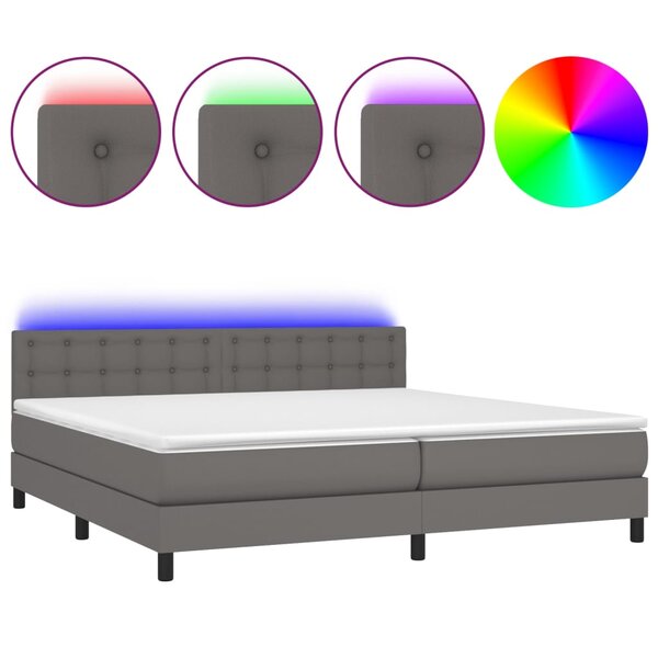 vidaXL Sommier à lattes de lit avec matelas et LED Gris 200x200 cm