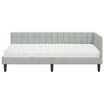 vidaXL Cadre de lit d'angle avec matelas 2 Pièces Gris clair Velours