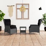 vidaXL Salon de jardin avec coussins 3 Pièces résine tressée gris foncé