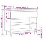 vidaXL Armoire à chaussures Blanc 70x36x60 cm Bois d'ingénierie