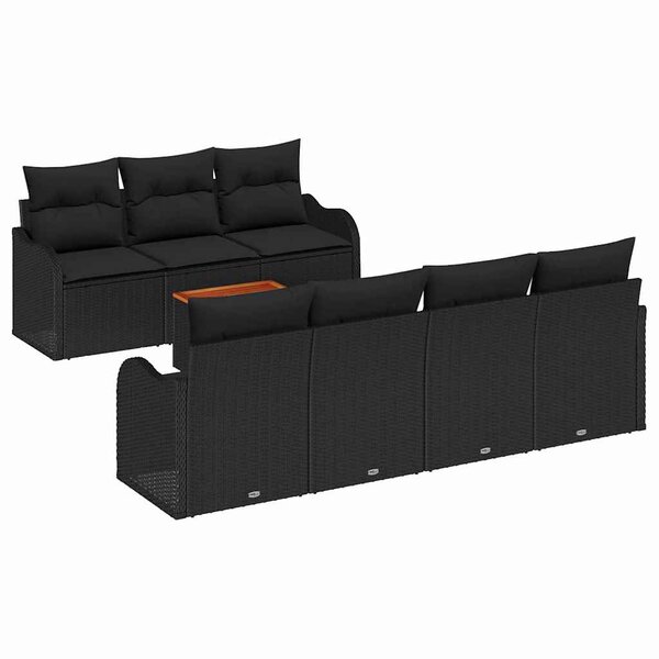 vidaXL Ensemble de canapé de jardin 8 Pièces Noir Poly rotin