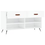 vidaXL Banc à chaussures blanc brillant 102x35x55 cm bois d'ingénierie