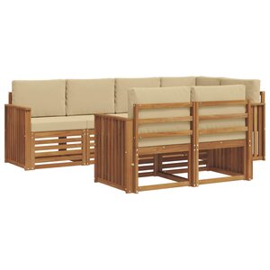 vidaXL Ensemble de canapés d'extérieur 7 pc Naturel et Beige Polyester