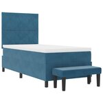 vidaXL Lit Box Spring avec Matelas & Banc Bleu Foncé 90x190 cm Velours