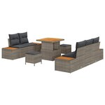 vidaXL Ensemble de canapé de jardin avec coussin 8 Pièces Gris Poly rotin