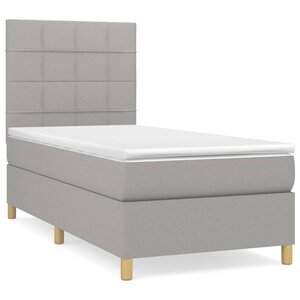 vidaXL Sommier à lattes de lit et matelas Gris clair 90x190 cm Tissu