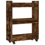 vidaXL Armoire avec roues chêne fumé 60x22x79 cm bois d'ingénierie