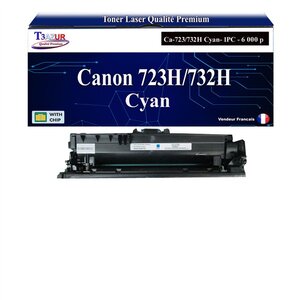 T3AZUR -Toner compatible avec Canon 723H / 732H pour Canon LBP-7750Cdn  LBP-7780Cx Cyan - 6 000p