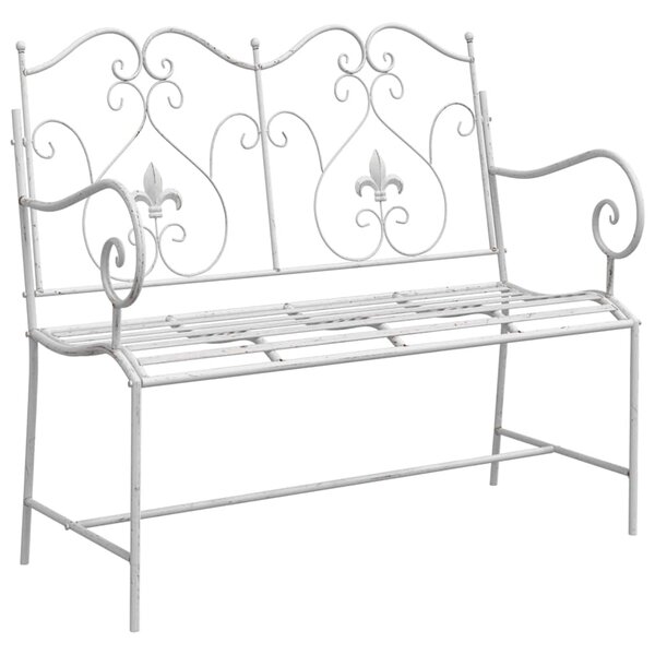 vidaXL Banc de jardin en acier blanc avec un design à lattes  104 cm