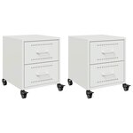 vidaXL Tables de chevet 2 Pièces blanc 36x39x43 5 cm acier