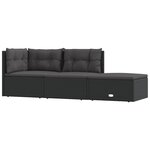 vidaXL Salon de jardin 3 Pièces avec coussins Noir Résine tressée
