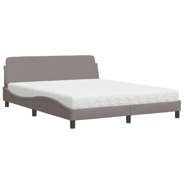 vidaXL Lit avec matelas taupe 160x200 cm tissu