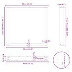 vidaXL Pieds de table à manger en forme de U  2 pièces  acier naturel  90 x (72-73) cm