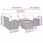 vidaXL Ensemble de canapé de jardin 7 pièces avec coussins Beige Poly Rattan