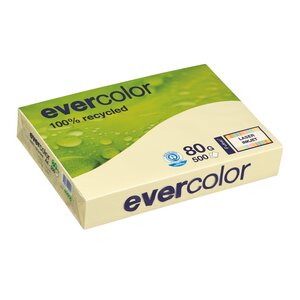Ramette de 500 feuilles papier couleur recyclé EVERCOLOR 80g A4 jaune canari x 5 CLAIREFONTAINE