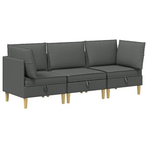 vidaXL Canapé modulaire avec rangement 3 Pièces Gris foncé Tissu