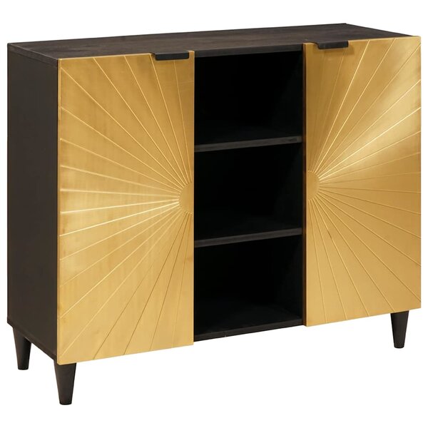vidaXL Meuble d'appoint avec stockage Noir et or 90 x 33.5 x 75 cm