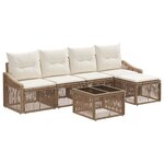 vidaXL Ensemble de canapé de jardin 6 Pièces Beige polyrotin