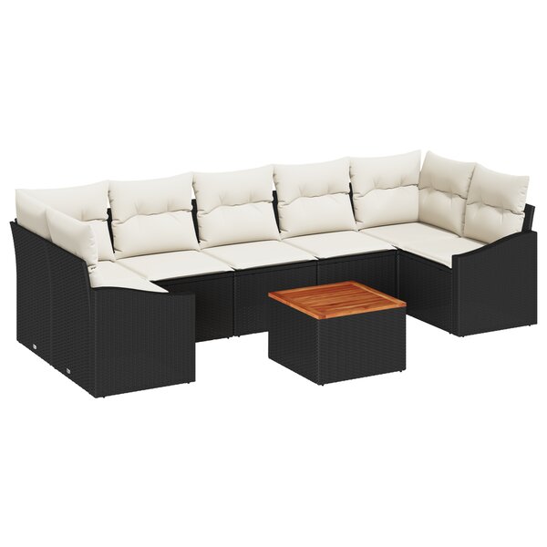 vidaXL Canapés de Jardin 8 Pièces Noir  blanc 55 x 55 x 37 cm