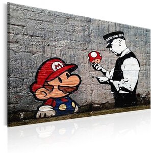 Tableau - mario et policier (banksy) l x h en cm 120x80