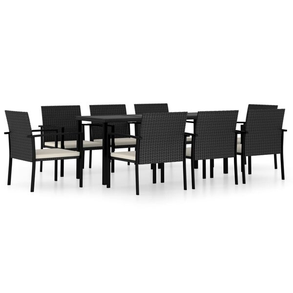 vidaXL Ensemble à manger de jardin 9 Pièces Résine tressée Noir
