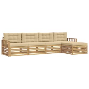 vidaXL Ensemble de canapés d'extérieur 5 Pièces Blanc et Beige Polyester