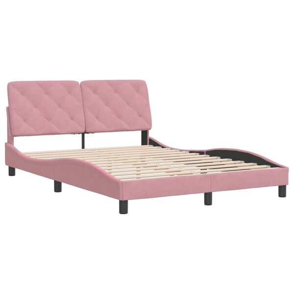 vidaXL Cadre de lit avec tête de lit Rose 120x200 cm Velours