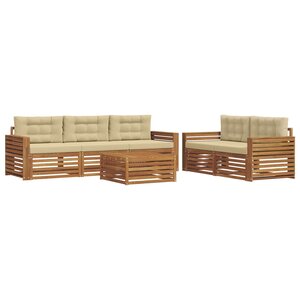 vidaXL Ensemble de canapés d'extérieur 6 Pièces Naturel et Beige