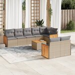 vidaXL Salon de jardin avec coussins 9 Pièces beige résine tressée