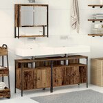 vidaXL Ensemble de mobilier de salle de bain avec porte 3 Pièces Marron