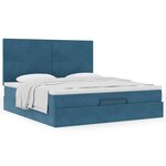 VidaXL Cadre de lit ottoman avec matelas bleu foncé 160x200 cm velours