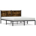 vidaXL Cadre de lit en métal sans matelas chêne fumé 140x190 cm