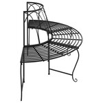 vidaXL Banc demi-circulaire tour d'arbre lot de 2 Ø159 cm Noir Acier