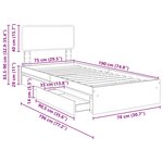 vidaXL Lit de Rangement Chêne fumé 75 x 190 cm Bois d'ingénierie