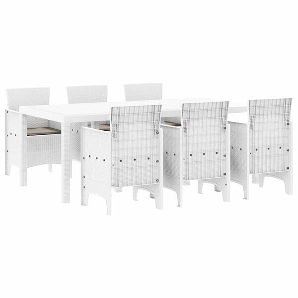 vidaXL Ensemble de salle à manger pour jardin 7 pc Blanc Polypropylène
